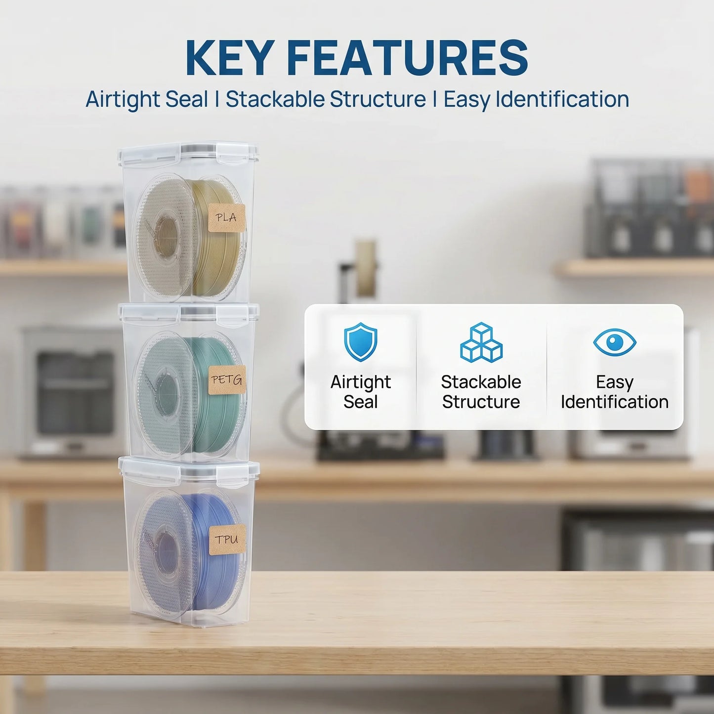 YOOPAI 3D Filament Box Moisture & Dust Proof Easy Access Neat Storage for 3D Filament Classified and Stored