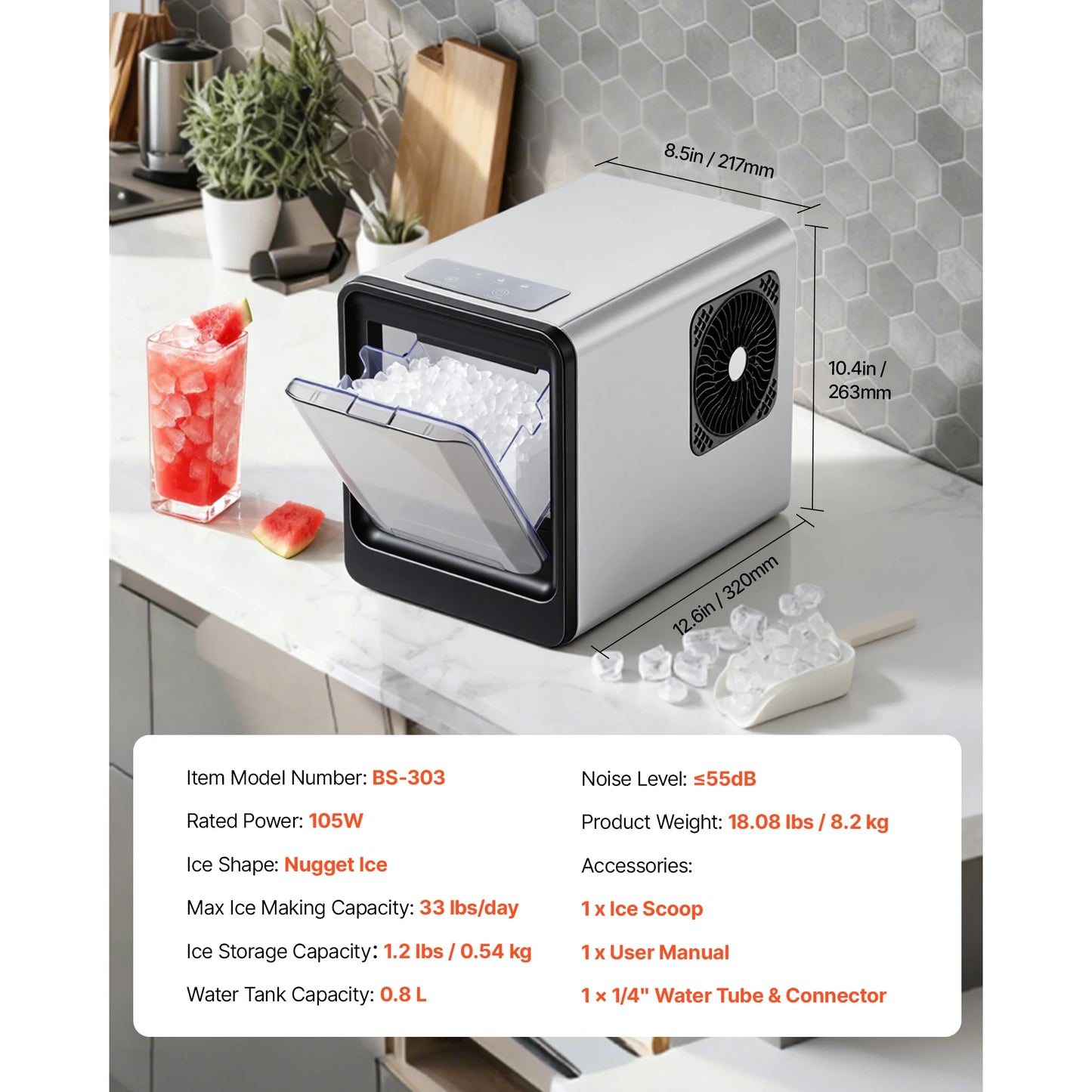 SucceBuy Countertop Ice Maker 33 44 lbs per Day Self-Cleaning Portable Machine w/Scoop Drawer-Style Ice Access Ice-Making Machin