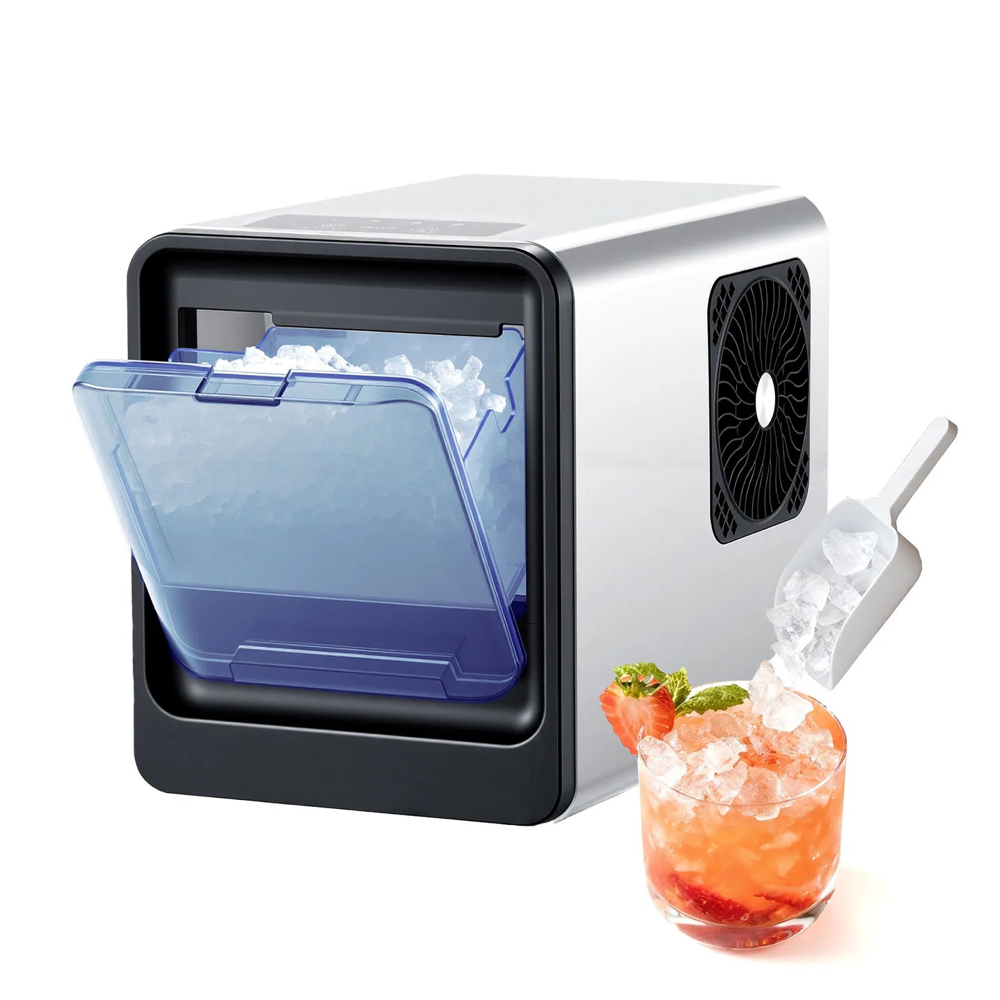 SucceBuy Countertop Ice Maker 33 44 lbs per Day Self-Cleaning Portable Machine w/Scoop Drawer-Style Ice Access Ice-Making Machin