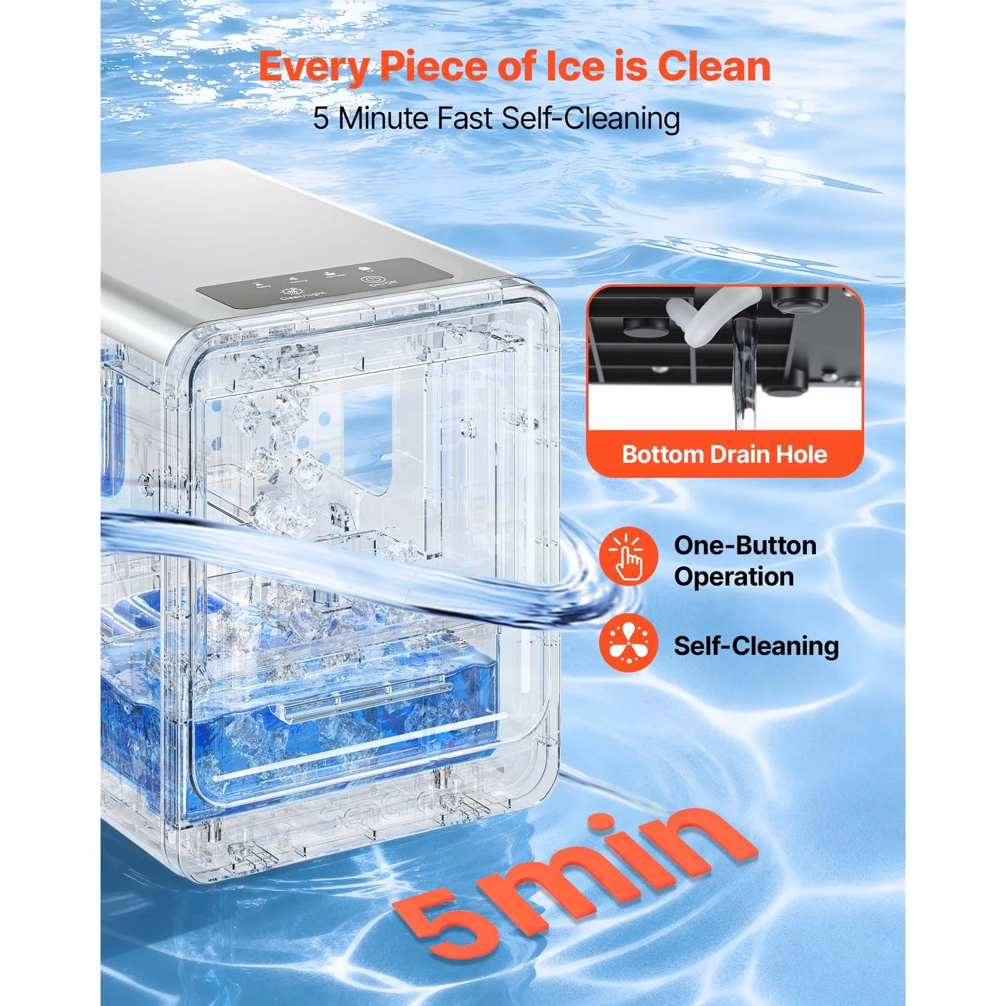 SucceBuy Countertop Ice Maker 33 44 lbs per Day Self-Cleaning Portable Machine w/Scoop Drawer-Style Ice Access Ice-Making Machin