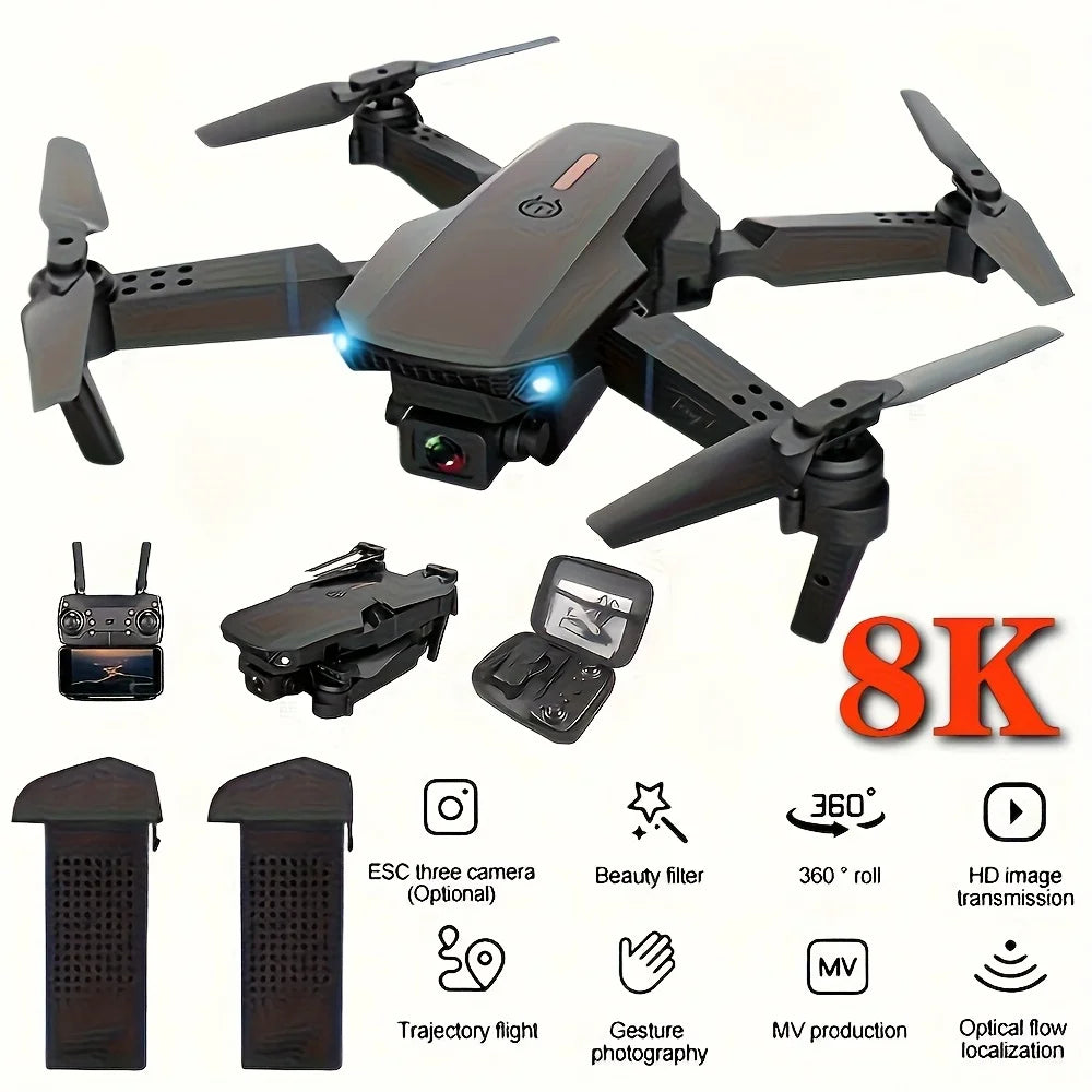 E99 PRO MAX Foldable Drone with Dual HD Cameras, Screen Remote Control, 2 Batteries, 40Min Total Flight Time, One Key Return, LED Lights, Spare Propellers, Propeller Guards, Repair Tool Kit, RC Quadcopter, Black Friday Christ