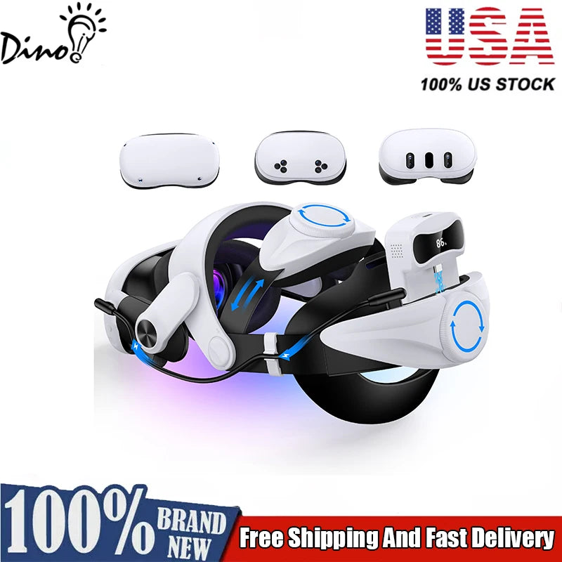 DinoFire MQ3000 For Meta Quest 3S/Quest 3/Quest 2 Head Strap Battery Pack Battery Head Strap Compatible for Oculus Head Strap