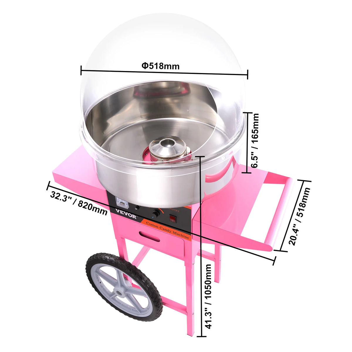 SucceBuy Electric Cotton Candy Machine Commercial Floss Maker w/ Stainless Steel Bowl Sugar Scoop and Drawer for Birthday Party