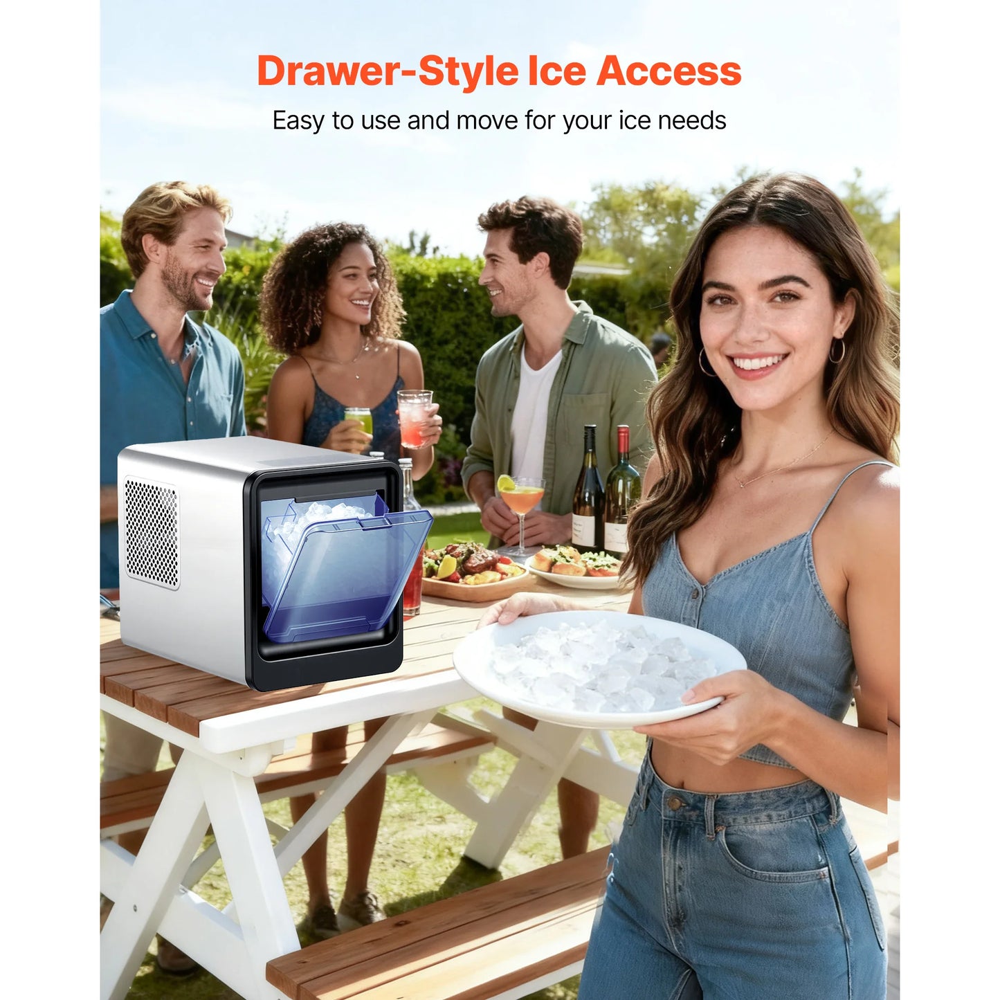 SucceBuy Countertop Ice Maker 33 44 lbs per Day Self-Cleaning Portable Machine w/Scoop Drawer-Style Ice Access Ice-Making Machin