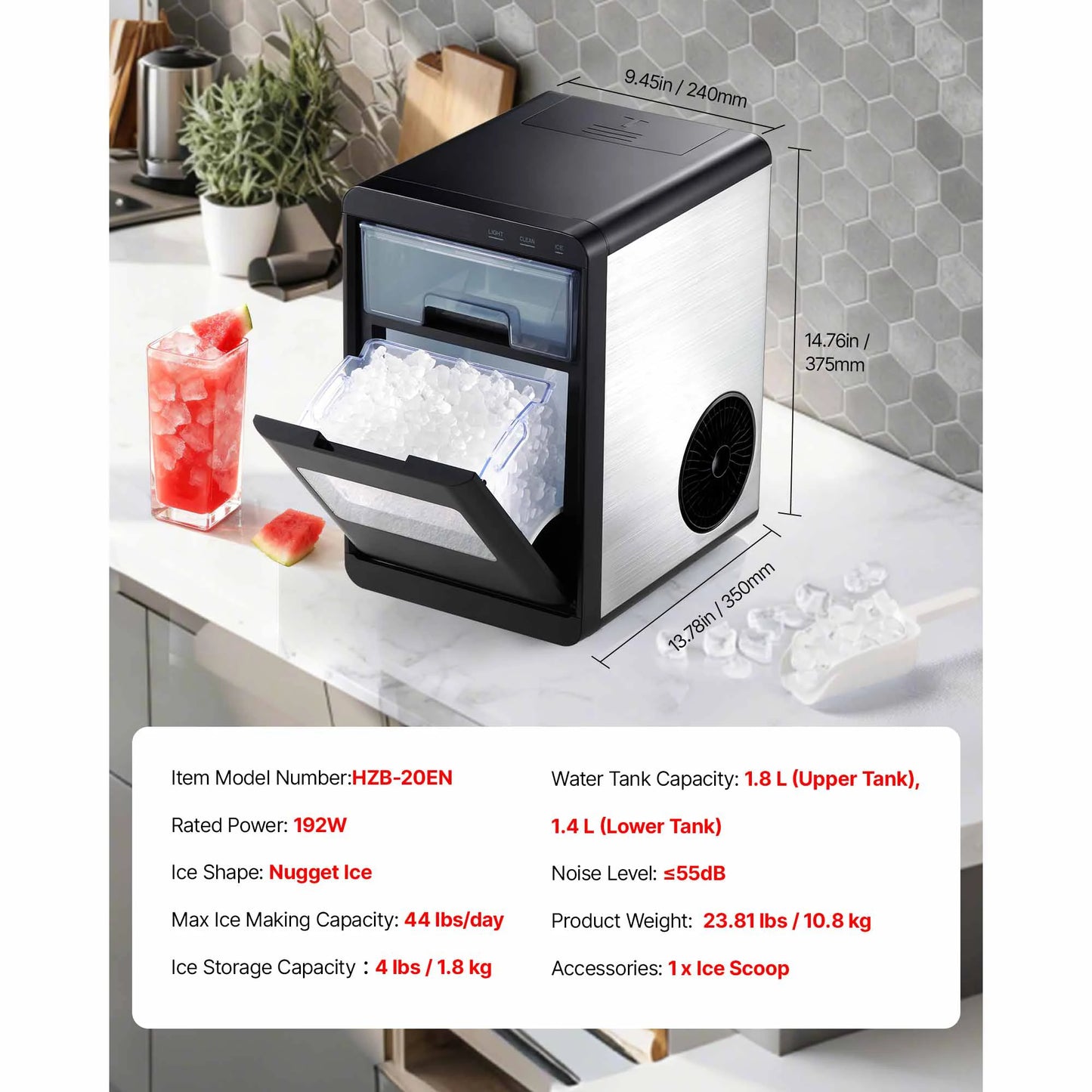 SucceBuy Countertop Ice Maker 33 44 lbs per Day Self-Cleaning Portable Machine w/Scoop Drawer-Style Ice Access Ice-Making Machin