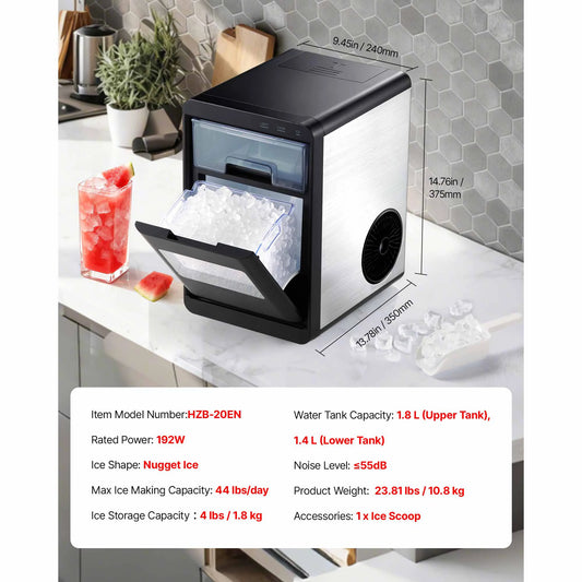SucceBuy Countertop Ice Maker 33 44 lbs per Day Self-Cleaning Portable Machine w/Scoop Drawer-Style Ice Access Ice-Making Machin