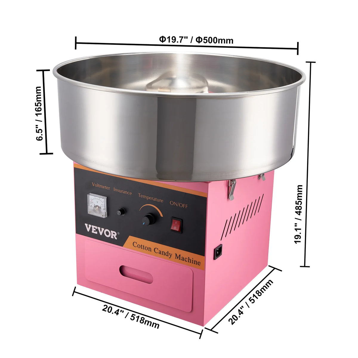 SucceBuy Electric Cotton Candy Machine Commercial Floss Maker w/ Stainless Steel Bowl Sugar Scoop and Drawer for Birthday Party