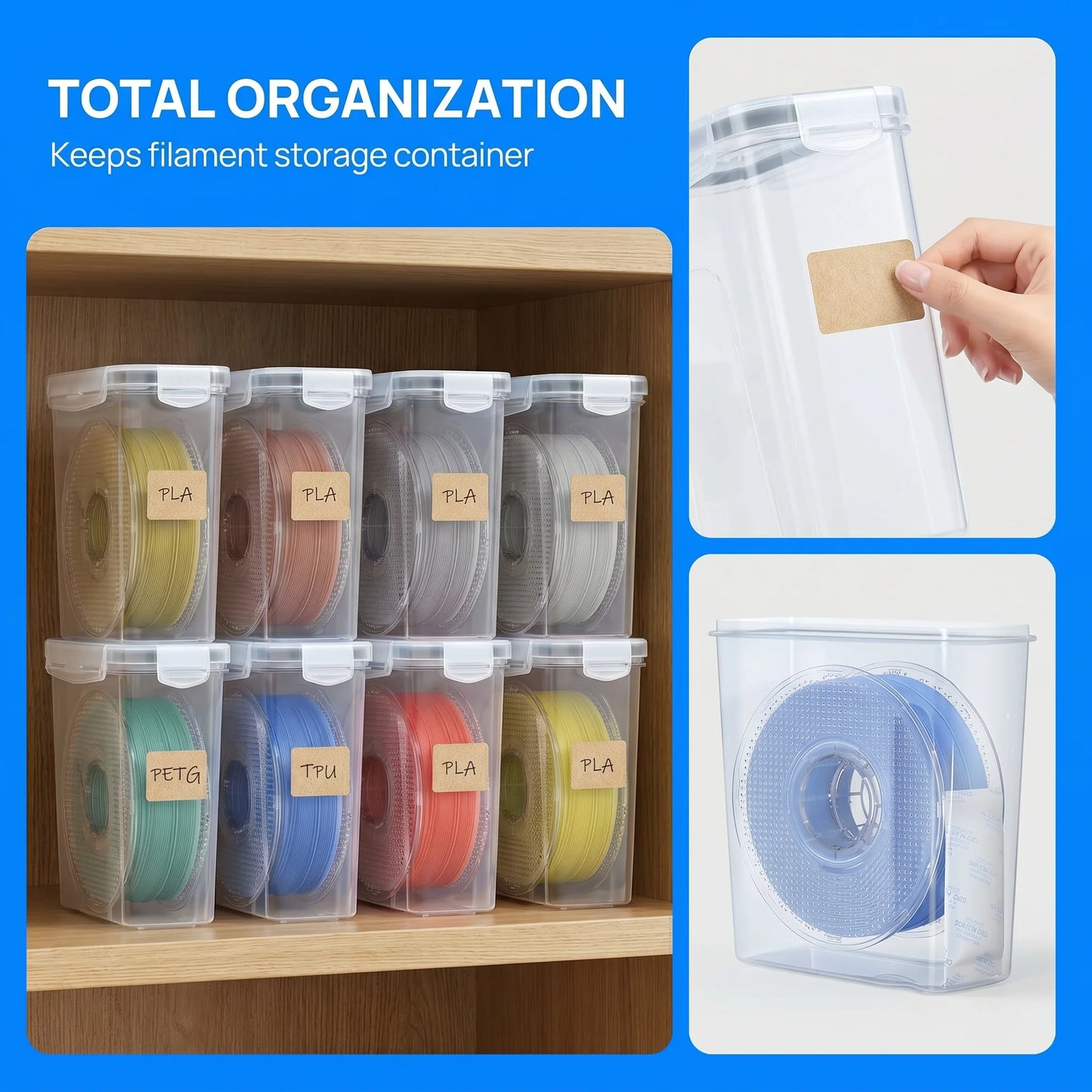 YOOPAI 3D Filament Box Moisture & Dust Proof Easy Access Neat Storage for 3D Filament Classified and Stored