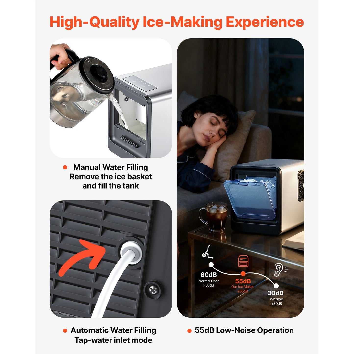 SucceBuy Countertop Ice Maker 33 44 lbs per Day Self-Cleaning Portable Machine w/Scoop Drawer-Style Ice Access Ice-Making Machin