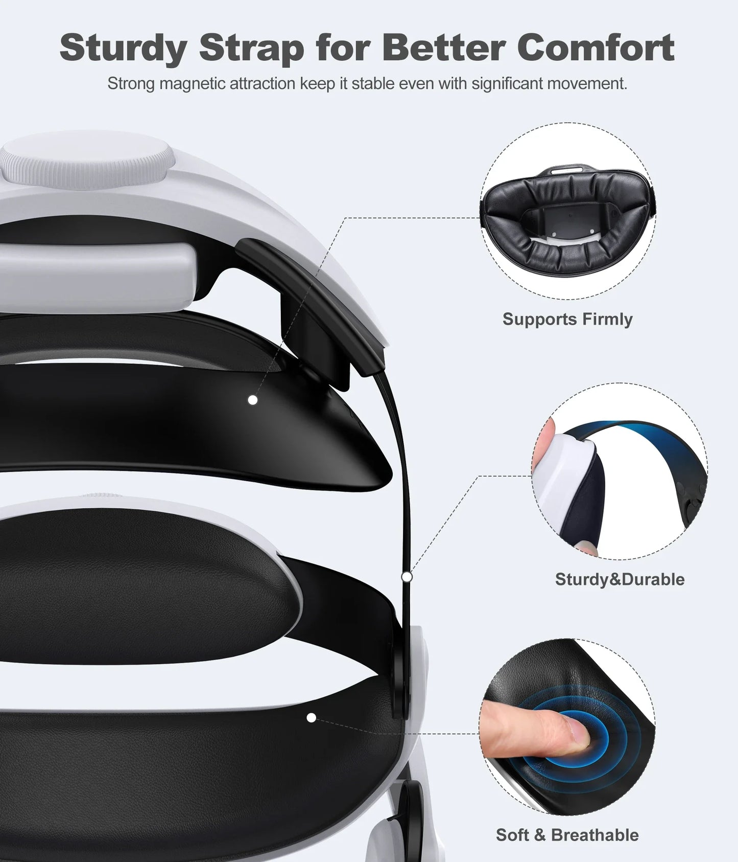 DinoFire MQ3000 For Meta Quest 3S/Quest 3/Quest 2 Head Strap Battery Pack Battery Head Strap Compatible for Oculus Head Strap